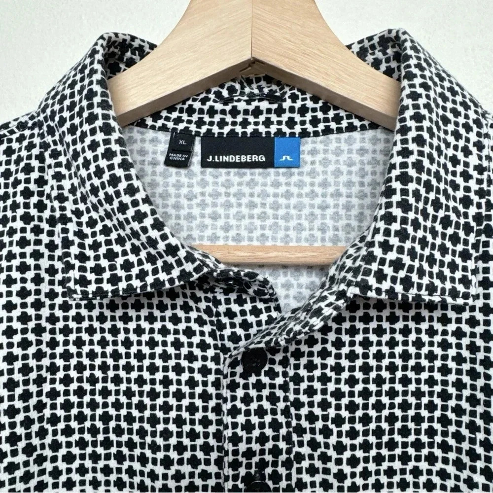 J. Lindeberg Mens Xlarge Tour Tech Slim Fit Geometric Print Polo Shirt - Picture 7 of 11